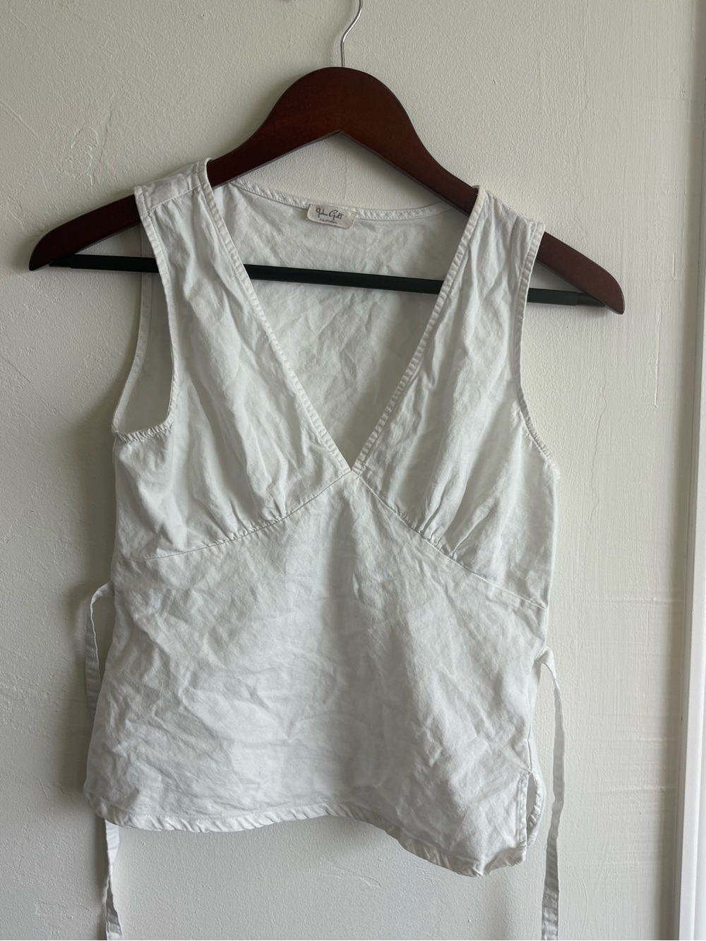 Brandy Melville White V-Neck Side Tie Tank